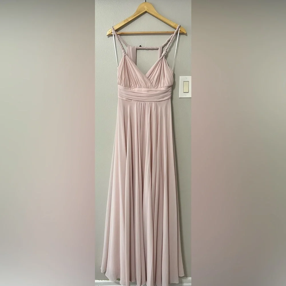 Lulus Carte Blanche Blush Pink Maxi Dress Rope Strap Formal Bridesmaid S - Picture 7 of 15